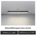 Black Linear LED Ceiling Light for Aisle, Bedroom, Dining, Living Room – Minimalist Design