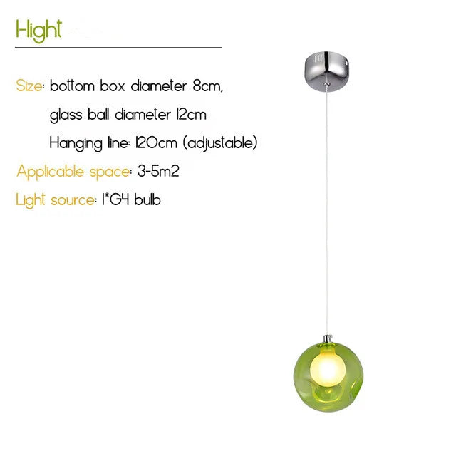 Colorful Glass Ball Bubble Chandelier LED Pendant for Home Dining Room Decor