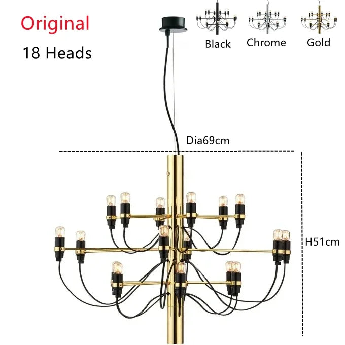 2097 Gold Silver Chandelier 50 Heads Pendant Lights for Living Room decor