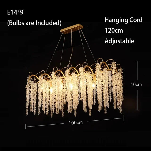 Gold Glass LED Crystal Chandeliers for Luxe Dining Room Decor