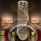 Spiral LED Crystal Chandelier: Modern Luxury Hanging Interior Lamp for Ladder Corridor