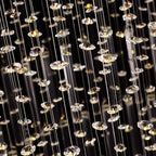 Crystal Columnar Chandelier: Modern Square Base Hanging Lamp for Living Room, Stair, Loft