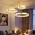 Luxury Golden Crystal Round Ceiling Chandelier with Remote Control LED Light