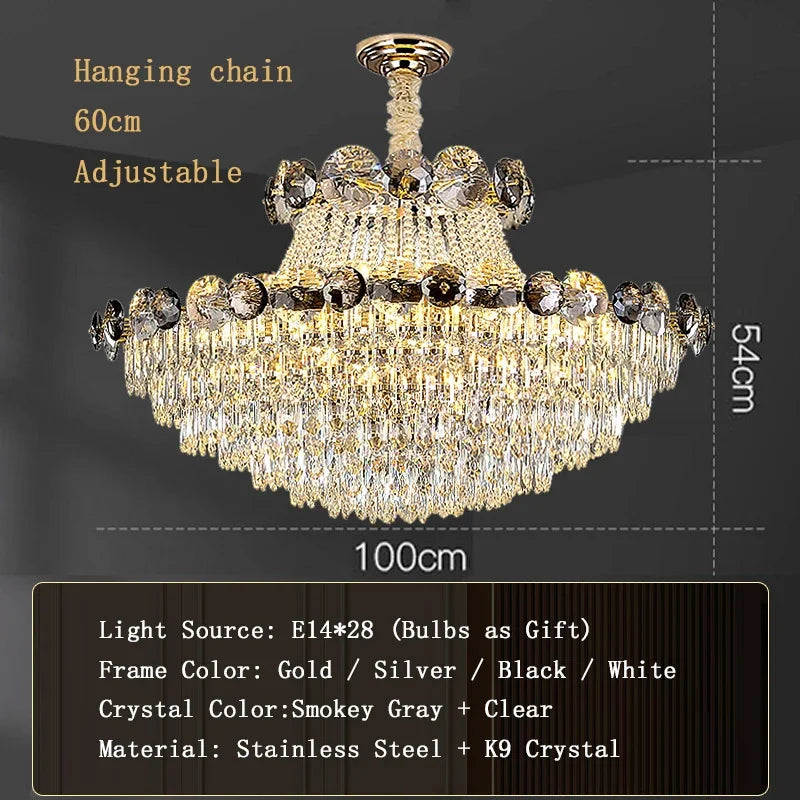 Modern Crystal Chandeliers for Luxury Living Room Staircase Lighting