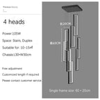 LED Stair Chandelier: Luxury Loft Geometry Pendant Lamps for Modern Living