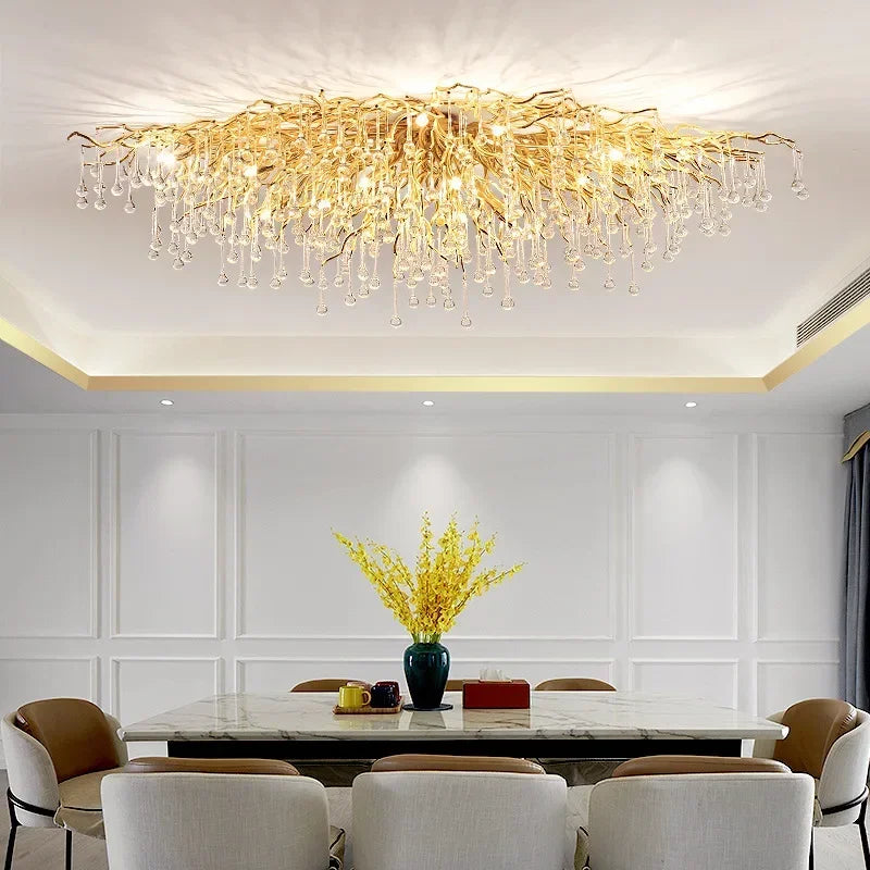 Luxury Crystal LED Chandelier: Modern Nordic Gold/Silver Ceiling Lamp for Home Decor