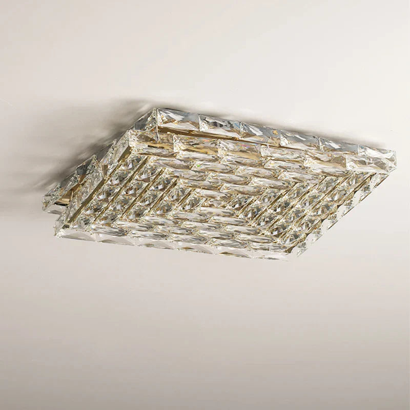 Crystal Square Ceiling Light: Elegant Indoor LED Lighting Fixture for Living Room, Bedroom & Corridor