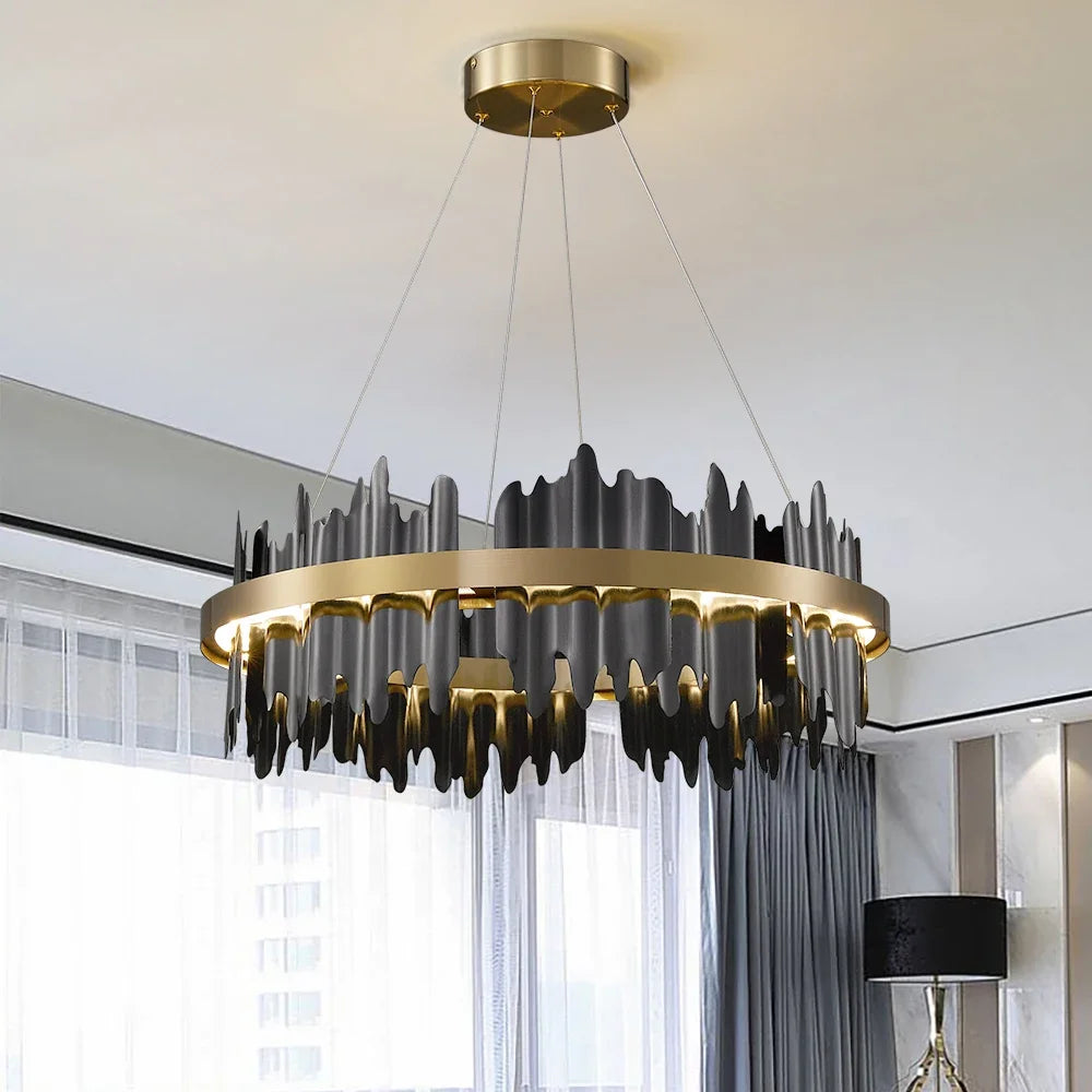 Luxury Modern Chandelier Circle Pendant Light for Living Room by Afralia™