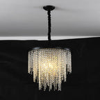 Retro E14 LED Pendant Lights in Black/Gold Finish - Elegant Crystal Suspension Lamp