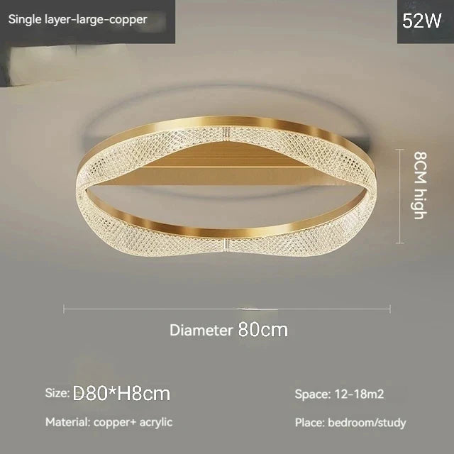Nordic Brass LED Ceiling Chandelier Light for Living Room, Bedroom, Foyer