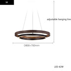 Minimalist Wood Grain Chandelier: Creative Round Hanging Light Fixture for Living Room