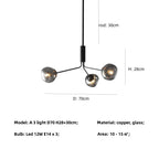 Gray Lava Glass Chandelier LED Pendant Light Modern Nordic Design