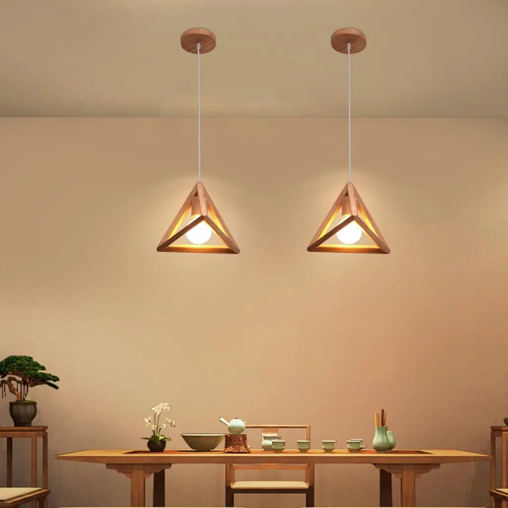 Wood Pendant Lights for Dining Room Kitchen LED Lighting