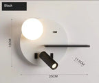 Modern LED Reading Wall Lamp with USB Charging, Nordic Sconce Light for Hotel Bedroom