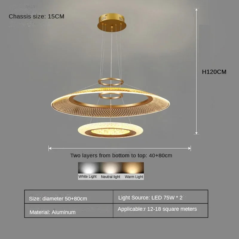 LED Ring Chandelier: Luxury Living Room Lighting Fixture