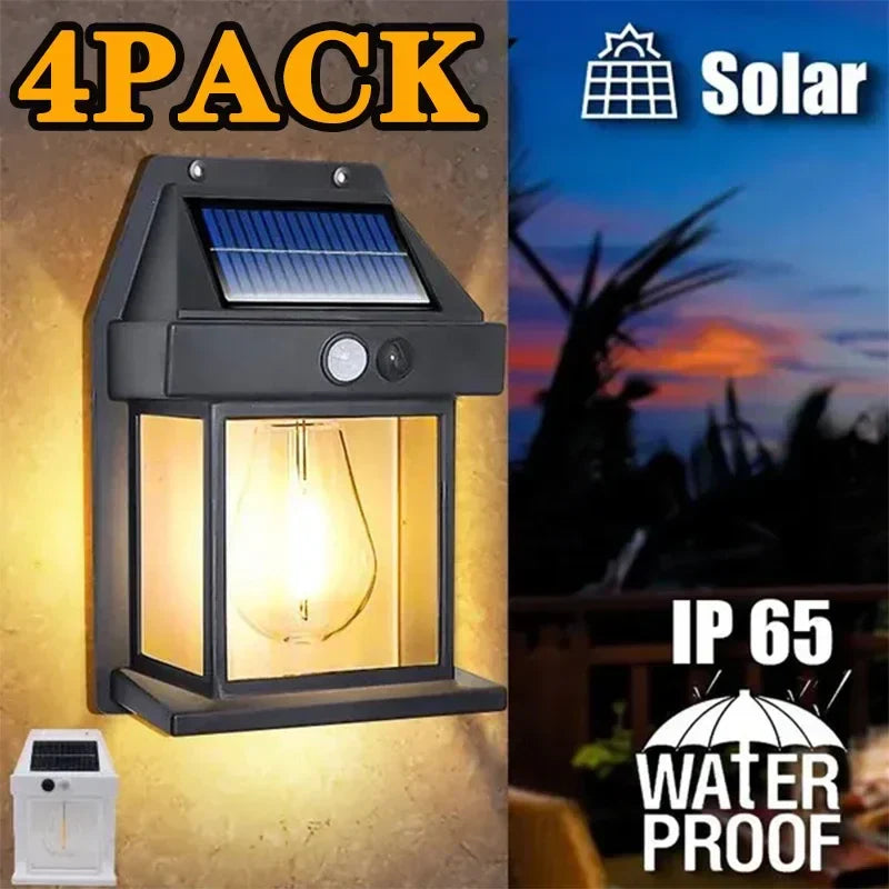 Solar Wall Lamp: Waterproof Outdoor Tungsten Filament Induction Light