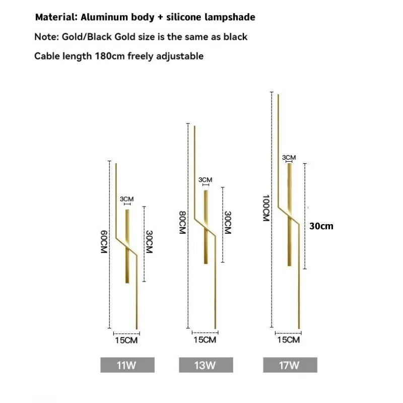 Modern LED Pendant Lamp for Bedroom Living Room Restaurant in Gold or Black