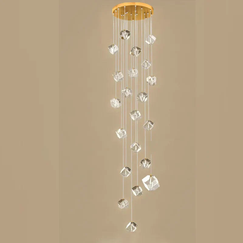 Crystal LED Chandelier for Staircase: Luxury Indoor Stair Lighting Fixture