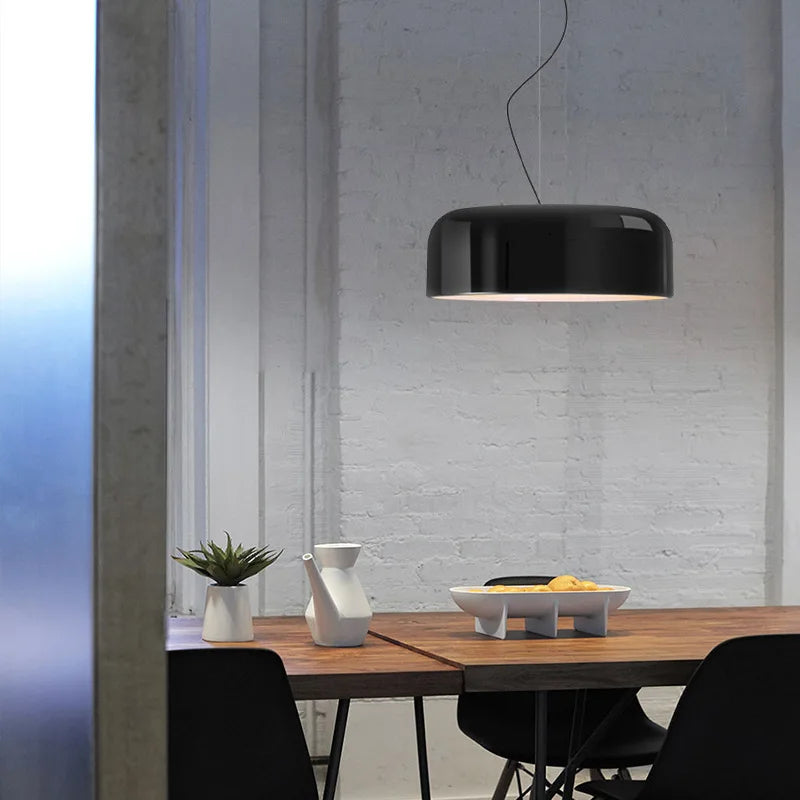Glossy Black Round Nordic Pendant Light for Dining Room and Bar Decor