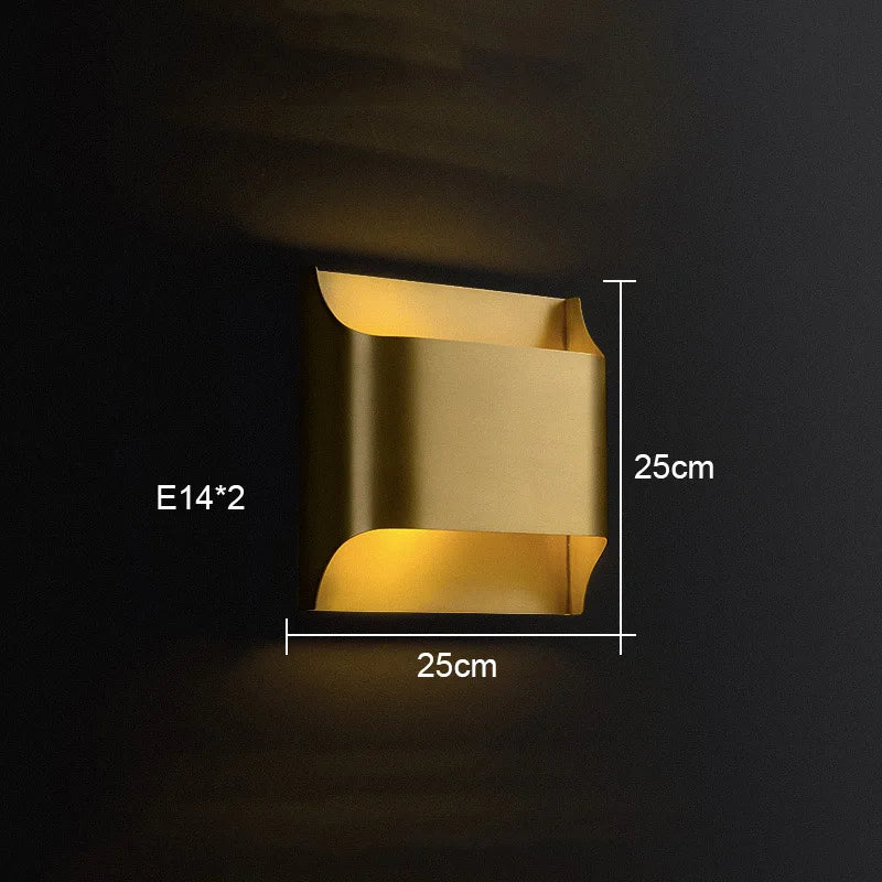 Post-Modern Copper Wall Lamp for Hotel Living Room Bedroom LED Lighting