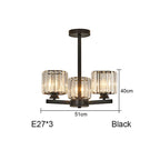 Round Black Chandelier Geometric LED Indoor Hanging Lighting For Modern Minimalist Living Room