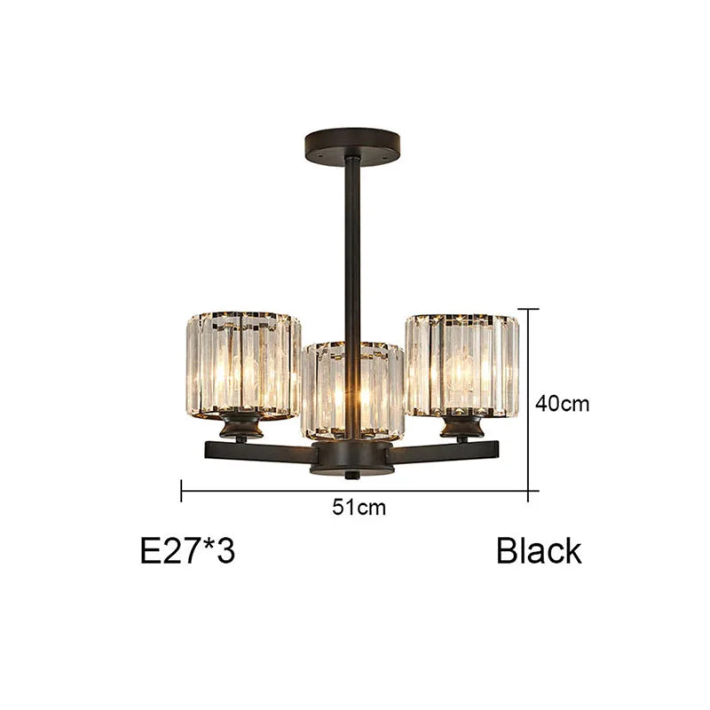 Round Black Chandelier Geometric LED Indoor Hanging Lighting For Modern Minimalist Living Room