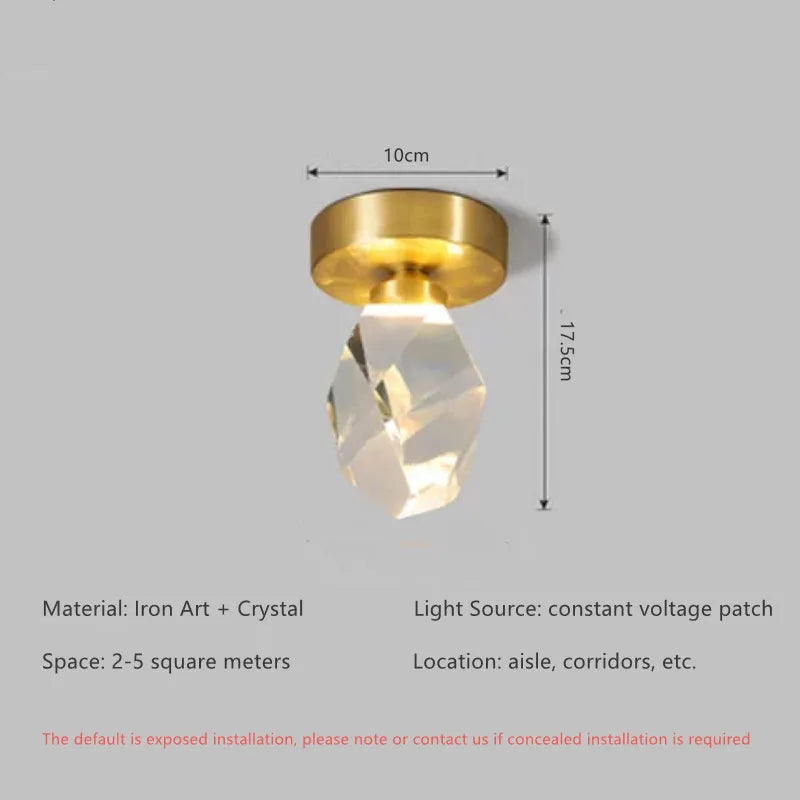 Crystal Luxe Ceiling Lamp: Modern Minimalist Design for Porch, Corridor, Aisle, Balcony.