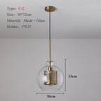 Nordic Mesh Glass Pendant Light - Silver Bronze Kitchen Dining Hanging Lamp