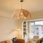 Handmade Rattan Petal Pendant Light with Chinese Style Design for Living & Dining Rooms