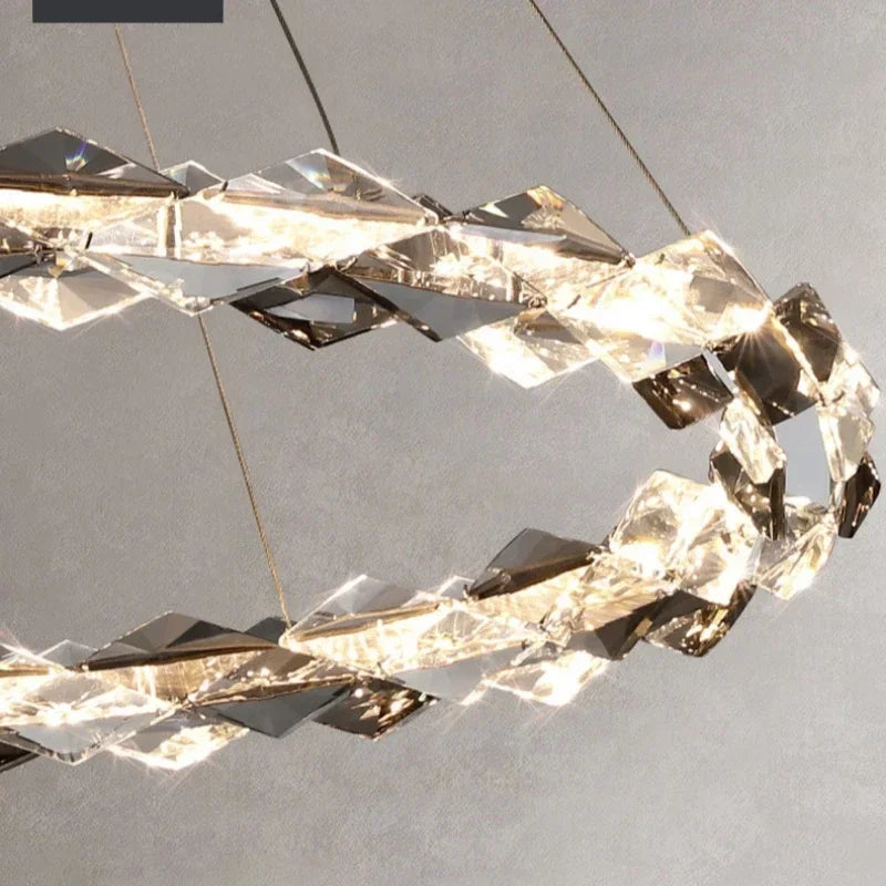 Circle K9 Crystal Pendant Chandelier LED Hall Villa Hanging Light