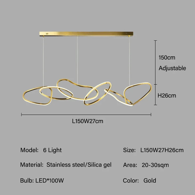 Rose Gold LED Chandeliers - Modern Circle Rings Hanging Lights Fixtures