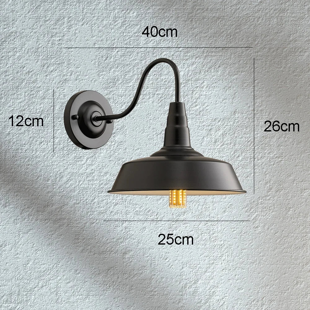 Vintage Industrial Wall Sconce with Switch, Black Wall Lamp for Loft Bedroom