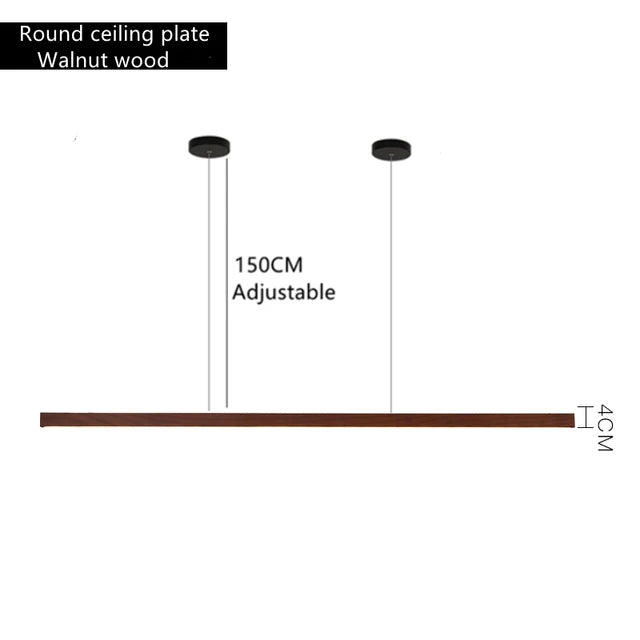Dimmable Wooden Pendant Lamp: Long Strip Minimalist Hanging Indoor Lighting