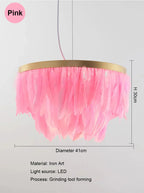 Nordic Feather Circle Chandelier for Marriage Bedroom and Home Decor Lighting