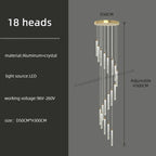 Golden LED Crystal Chandelier for Living Room Staircase