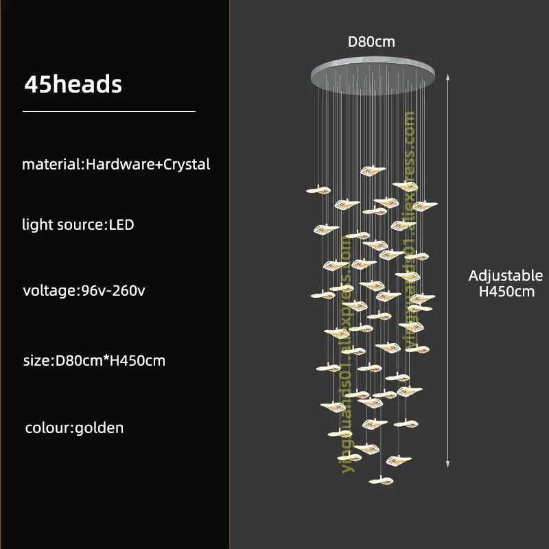 Crystal Glass Staircase Chandelier: Modern Nordic Luxury Living Room Lighting