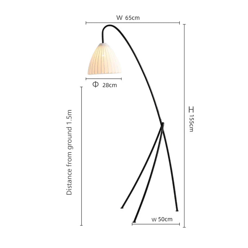 Scandinavian Retro Pleated Lampshade Floor Lamp for Living Room and Study Room