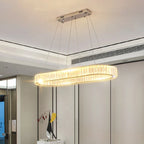 Crystal Oval LED Chandelier: Luxury Lighting Fixture for Living Room - Modern Design