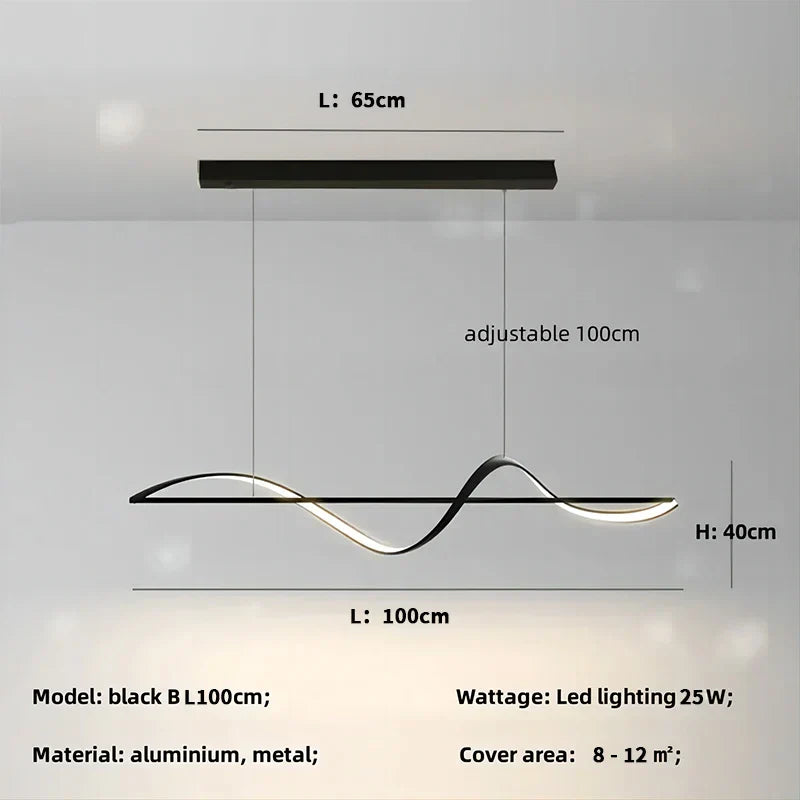 Minimalist Curve LED Pendant Light for Dining Room, Bar, Kitchen - Home Decor Fixtures