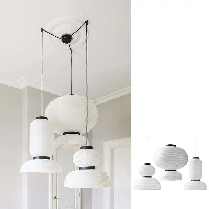 Wabi Sabi Rice Paper Chandelier Pendant Lamps | Japan Style LED Ceiling Light