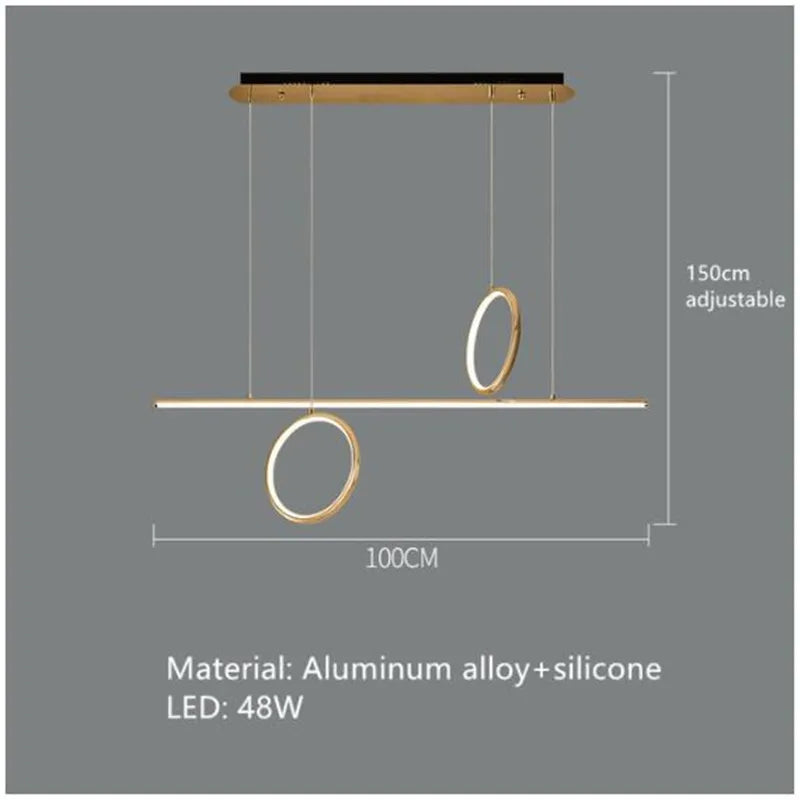 Modern Rings Chandelier for Living Room Dining Bedroom Ceiling Lamp