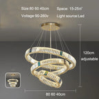Luxury Golden Crystal Round Ceiling Chandelier with Remote Control LED Light