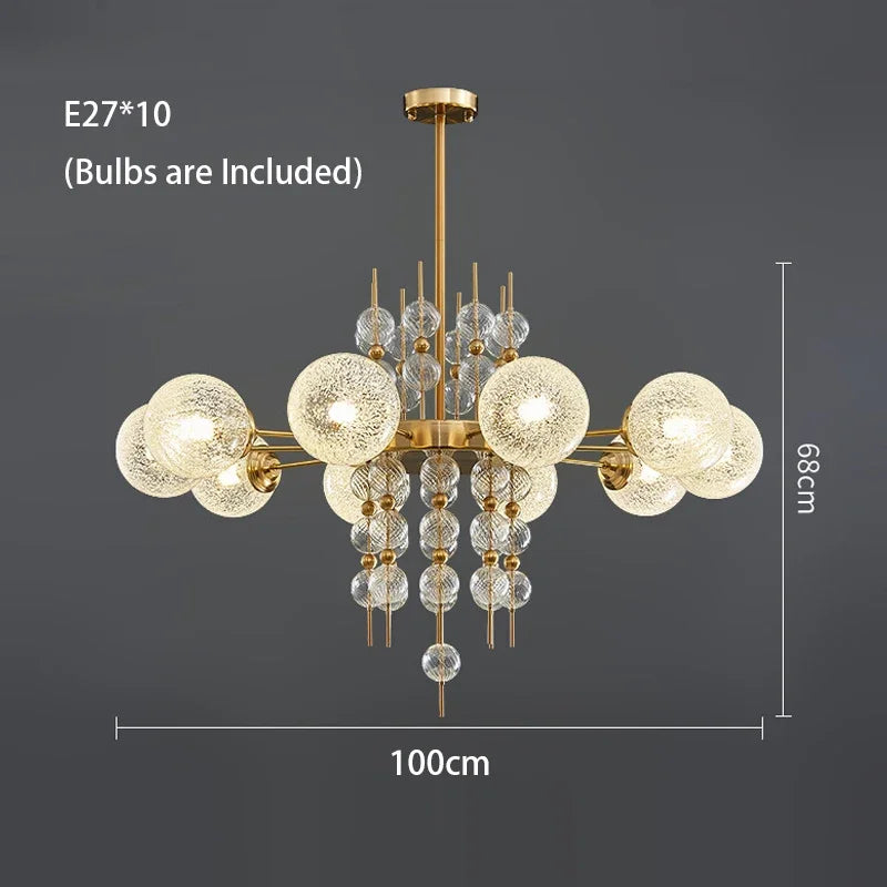 Glass Ball LED Pendant Light: Modern Chandelier for Living Room Kitchen Island