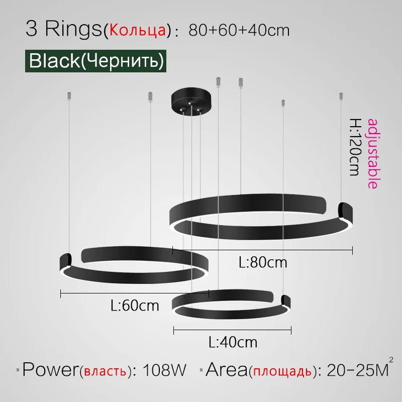 LED Ring Chandelier for Home Decor - Modern Nordic Style Lighting