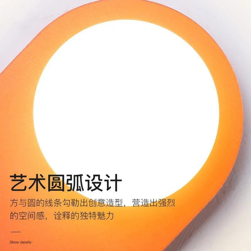 Glass Orange LED Wall Sconce for Bedroom Living Room Decor