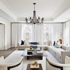 Black Iron Chandelier with Crystal Pendant for Home Lighting