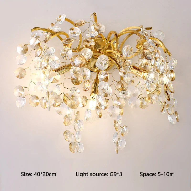Crystal LED Wall Light Sconces for Living Room Bedroom, Modern Interior Wall Lamp