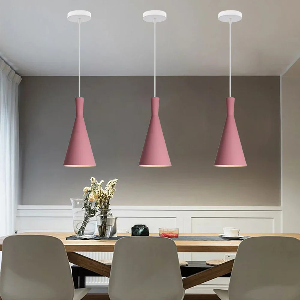 Nordic Pink Chandelier LED Pendant Light Modern Minimalist Ceiling Lamp