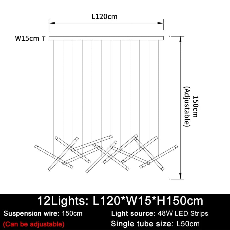 Modern Tube Design LED Chandelier - Gold/Chrome/Black Luxury Home Decor & Kitchen Lighting