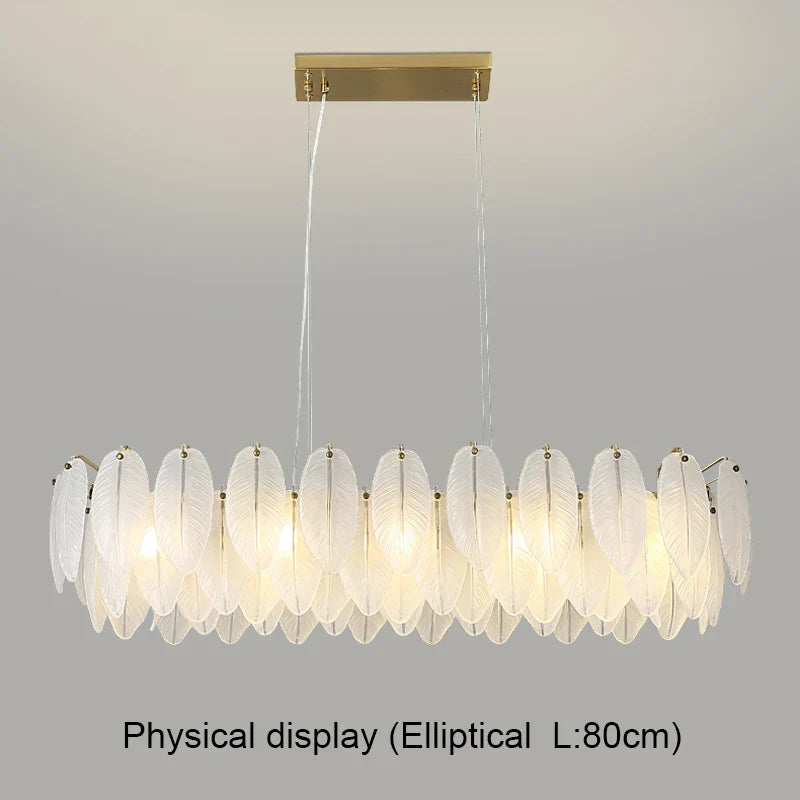 Gold Feather Chandelier LED Pendant Light for Home Decor